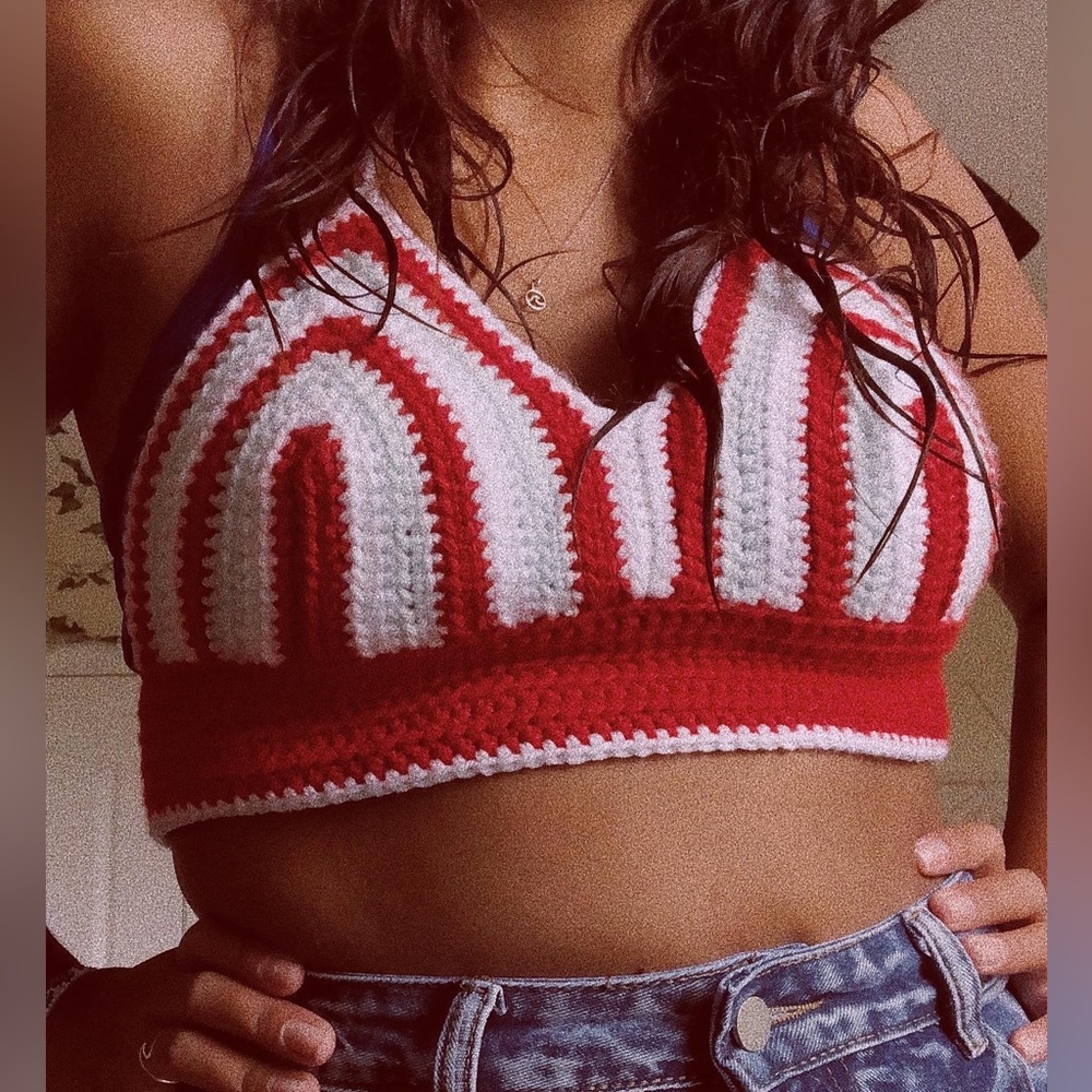 Handmade crochet crop top, size large